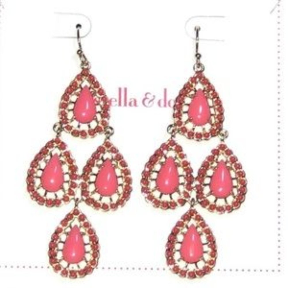 Stella & Dot Pink Seychelles Drop Earrings